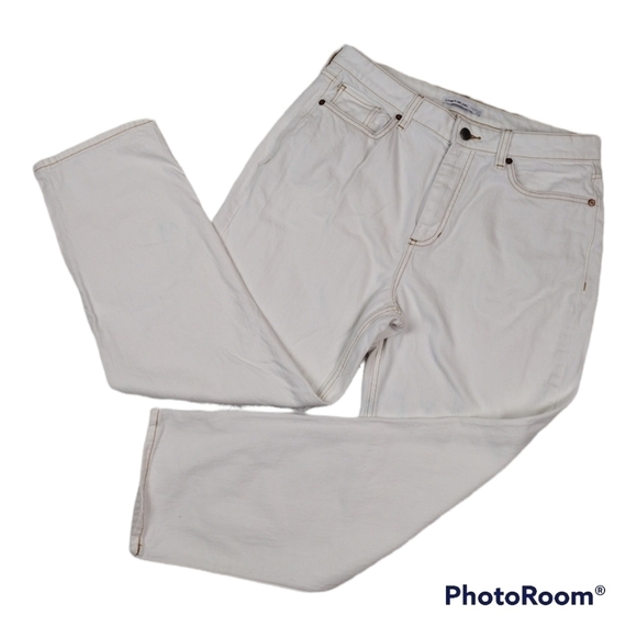 𝅺ELIZABETH and James White High Rise Vintage Straight Leg Five Pocket Jeans - Picture 1 of 14